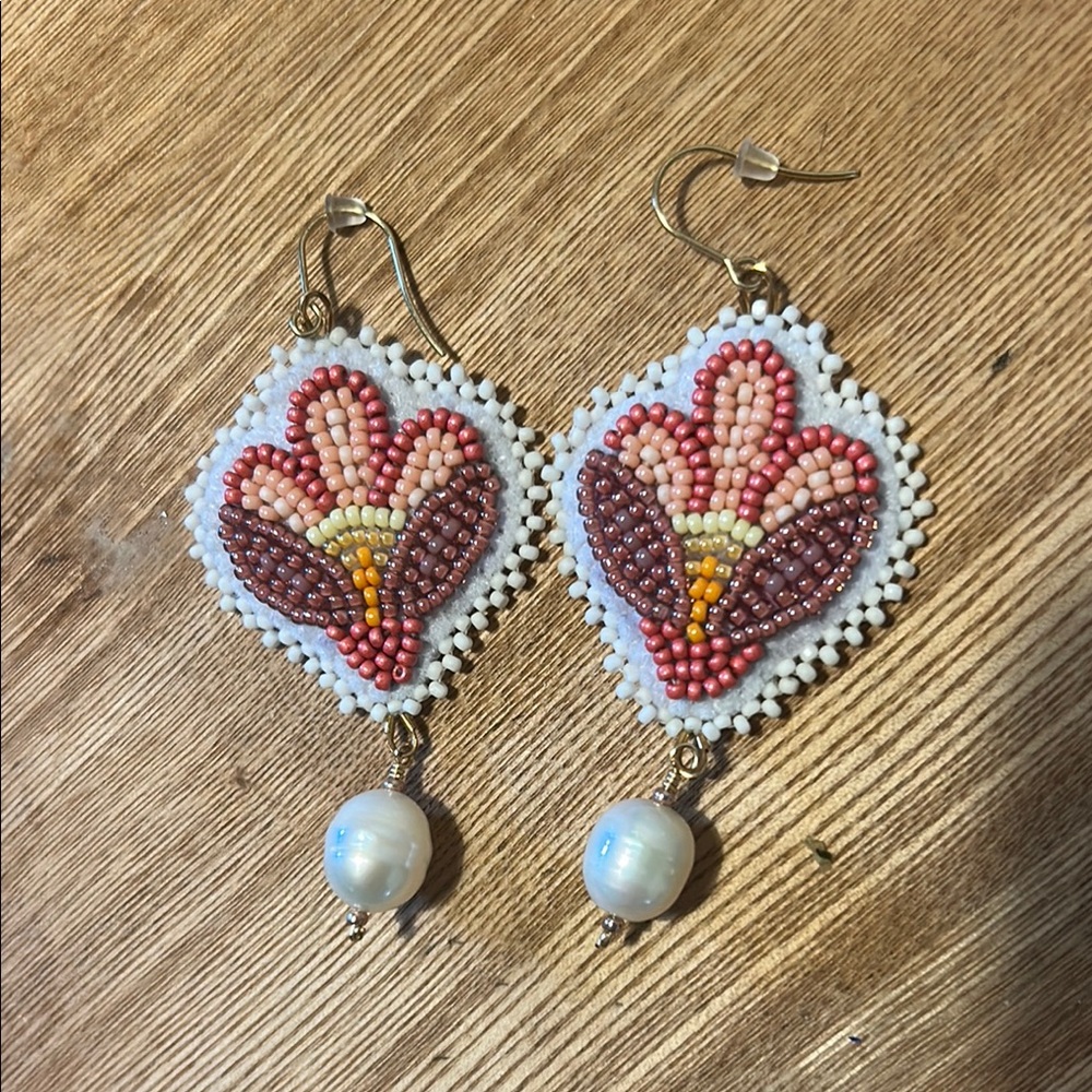 Elegant Beaded Earrings with Pearl Drop
